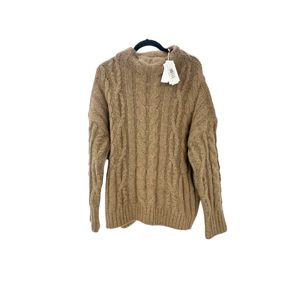 Vince Cable Braid Alpaca & Wool Blend Sweater Long Sleeve In Camel Size L NWT - Picture 4 of 12